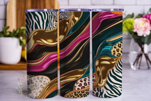 Abstract Gold Teal Animal Print Tumbler Review