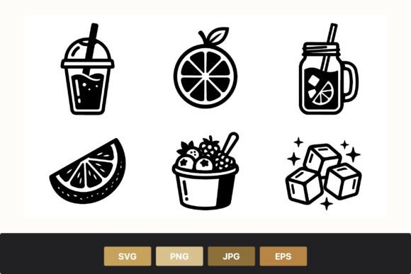Fruit Slice Cup and Ice Cubes Icons: A Designer's Review