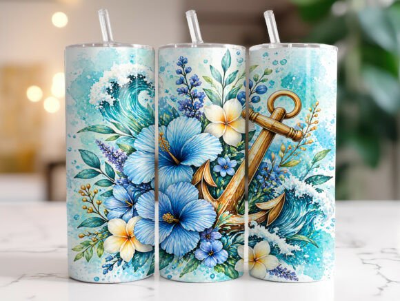 Ocean Anchor Blue Floral Coastal Tumbler: A Designer's Review