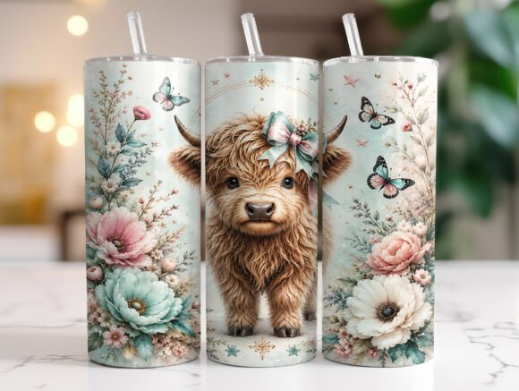 Pastel Highland Cow Floral Tumbler Wrap: A Designer's Review