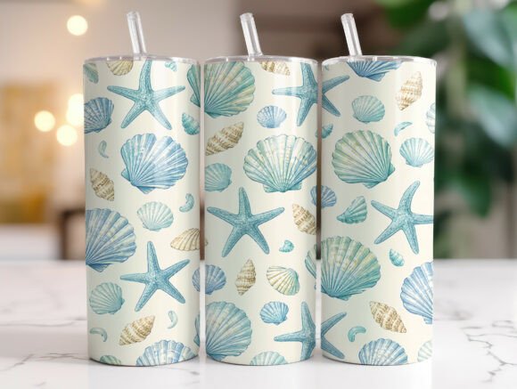 Review: Blue Seashell Starfish Coastal Tumbler Design