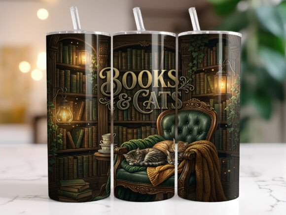 Review: Books and Cats 20oz Tumbler Wrap PNG for Embroidery