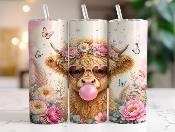 Review: Cute Highland Cow 20oz Tumbler Wrap PNG