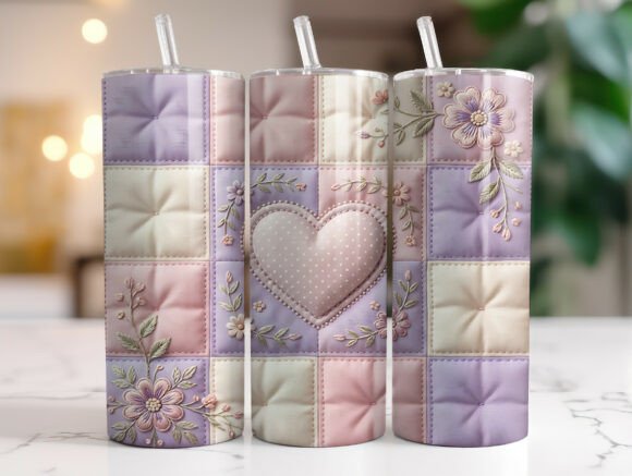 Review: Floral Patchwork Heart Quilt Tumbler PNG for Stitchers
