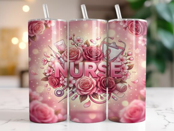 Review: Floral Pink Nurse 20oz Tumbler Wrap PNG