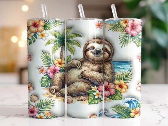 Review: Tropical Sloth Beach Floral 20oz Tumbler Design