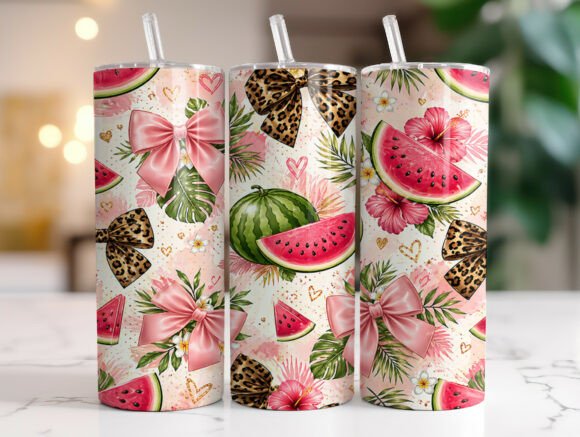 Review: Watermelon Bow Leopard Tropical Tumbler Design