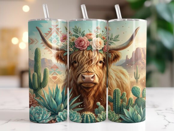 Review: Western Highland Cow Cactus Tumbler Wrap for Embroidery